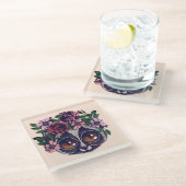 Dessous-de-verre En Verre Lémur floral doux (Incliné)