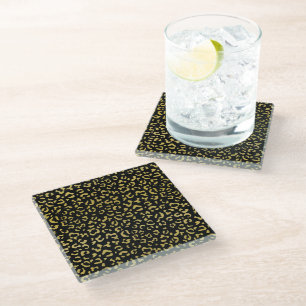 Dessous-de-verre En Verre Leopard d'or, Parties scintillant d'or, Motif de l