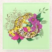 Dessous-de-verre En Verre Léopard jaune Gecko Vert (Devant)