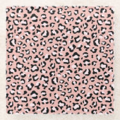 Dessous-de-verre En Verre Léopard Print, Léopard Spots, Rose Léopard (Devant)