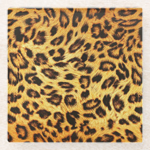 Dessous-de-verre En Verre Leopard tendance : Motif de design de peau.