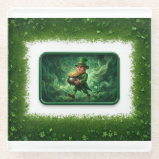 Dessous-de-verre En Verre Leprechaun Carrying Pot Of Gold