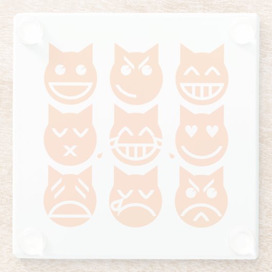 Dessous-de-verre En Verre Les 9 vies du chat Emoji (Dos)