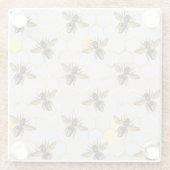 Dessous-de-verre En Verre Les abeilles sur Honeypeb Motif Jaune Gold Grey (Dos)