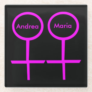 Dessous-de-verre En Verre Les amoureux lesbiennes Dessous de verre personnal