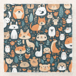 Dessous-de-verre En Verre Les animaux adorables design vert décor