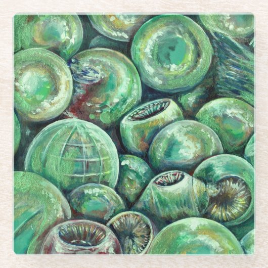 Dessous-de-verre En Verre Les balles de Noël vertes (Devant)