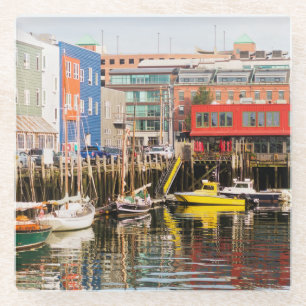 Dessous-de-verre En Verre Les bateaux ont amarré Portland, Maine