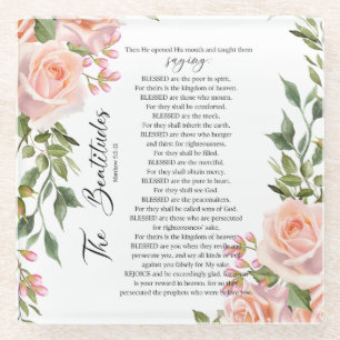 Dessous-de-verre En Verre Les Béatitudes Matthieu 5:3-12 Écritures Roses