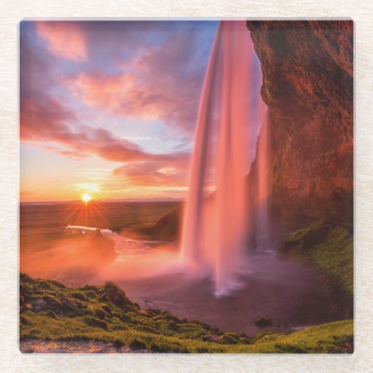 Dessous-de-verre En Verre Les cascades | Cascade de Seljalandsfoss (Devant)
