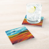 Dessous-de-verre En Verre Les collines rouges jaunes (Incliné)