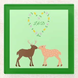 Dessous-de-verre En Verre Les Deux et Daisy Heart Custom