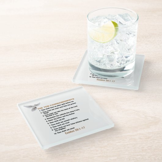 Dessous-de-verre En Verre Les dix commandements (Incliné)