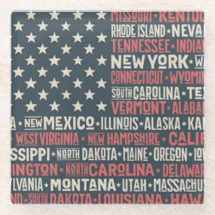 Dessous-de-verre En Verre Les Etats-Unis d'Amérique  States et capitaux