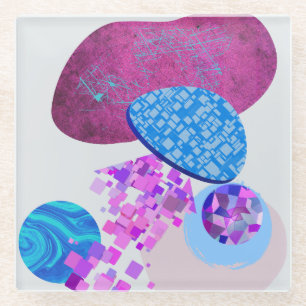 Dessous-de-verre En Verre Les Formes Modernes Purple Et Cyan