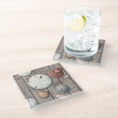 Dessous-de-verre En Verre Les trésors marins (Incliné)