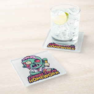Dessous-de-verre En Verre Les Zombies mangent mes devoirs