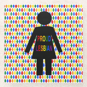 Dessous-de-verre En Verre Lesbienne LGBTQ Silhouette et Rainbow Ladies