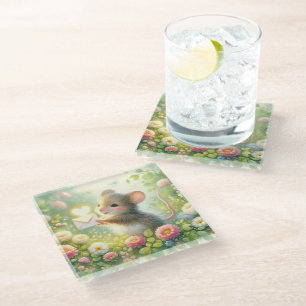 Dessous-de-verre En Verre Lettre d'amour de souris de cottage Prairie