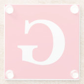 Dessous-de-verre En Verre Lettre initiale Monogramme Rouge Blanc Plaine Simp (Dos)