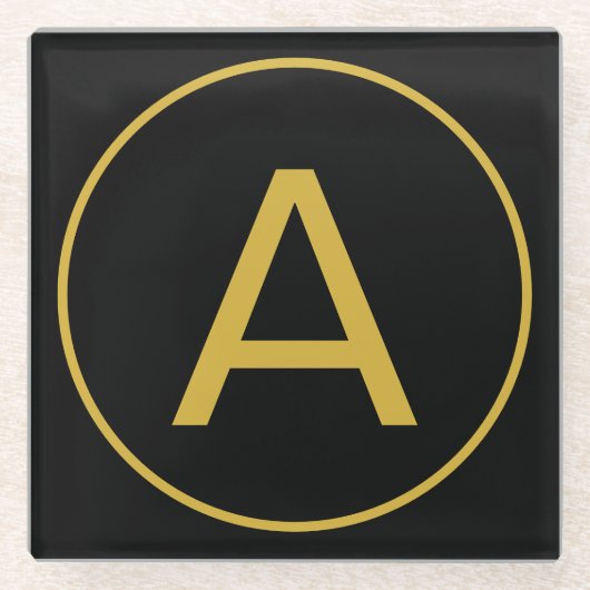 Dessous-de-verre En Verre LETTRE INITIALE MONOGRAPHIQUE ÉLÉGante OR COULEUR  (Devant)