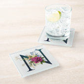 Dessous-de-verre En Verre LETTRE MONOGRAPHIQUE Florale N (Incliné)
