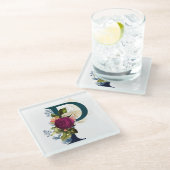 Dessous-de-verre En Verre LETTRE MONOGRAPHIQUE Florale P (Incliné)