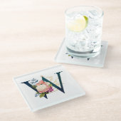 Dessous-de-verre En Verre LETTRE MONOGRAPHIQUE Florale W (Incliné)