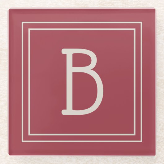 Dessous-de-verre En Verre LETTRE MOYENNE INITIALE STYLE ROUGE Simple (Devant)