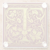 Dessous-de-verre En Verre Lettre T Première Lettre Faux Or Rouge (Dos)