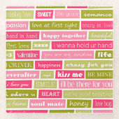 Dessous-de-verre En Verre Lettres d'amour rose et vert (Devant)