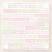 Dessous-de-verre En Verre Lettres d'amour rose et vert (Dos)