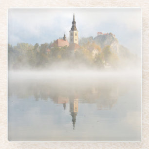 Dessous-de-verre En Verre Levée de soleil de Foggy au lac Bled