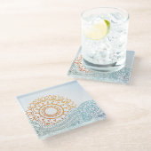 Dessous-de-verre En Verre Lever de soleil détaillé d'abrégé sur henné (Incliné)