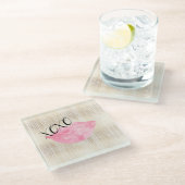 Dessous-de-verre En Verre Lèvres d'aquarelle rose XOXO (Incliné)