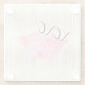 Dessous-de-verre En Verre Lèvres d'aquarelle rose XOXO (Dos)