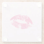 Dessous-de-verre En Verre Lèvres Roses Et Damas (Dos)