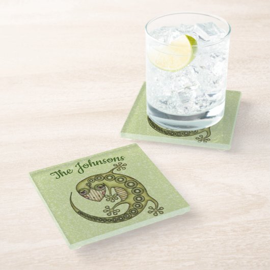 Dessous-de-verre En Verre Lézard vert (Incliné)