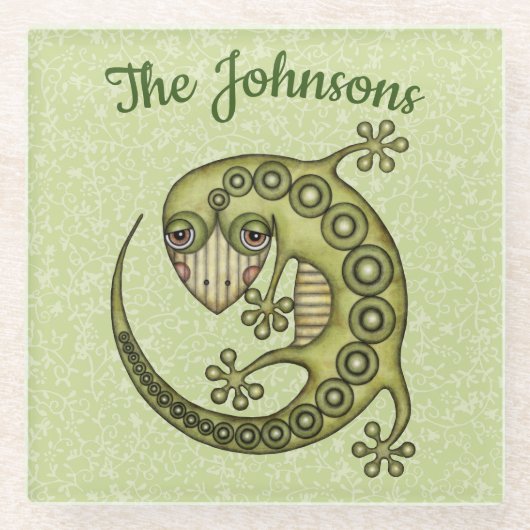 Dessous-de-verre En Verre Lézard vert (Devant)