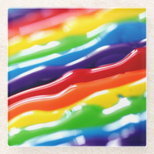 Dessous-de-verre En Verre Lignes épaisses de peinture couleur brillante