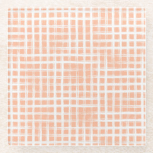 Dessous-de-verre En Verre Lignes géométriques roses : Grille transparente
