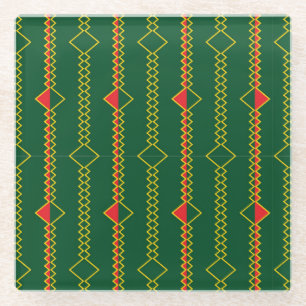 Dessous-de-verre En Verre Lignes verticales Zigzag Livre vert numérique-7272