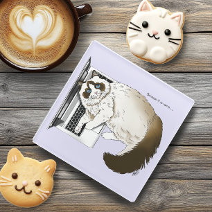 Dessous-de-verre En Verre Lilac Lapon Chat Drôle Mignonne