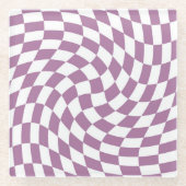 Dessous-de-verre En Verre Lilac Purple Mariage Collection Vérifier À damiers (Devant)