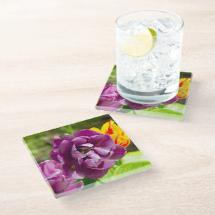 Dessous-de-verre En Verre Lilac tulipes sur une journée ensoleillée