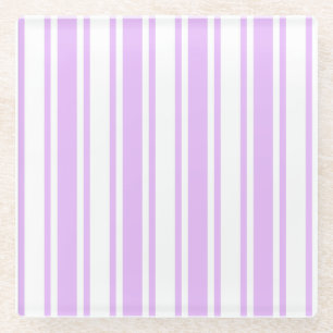 Dessous-de-verre En Verre Lilac violet et blanc bonbons rayures