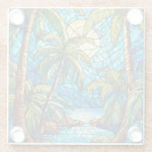 Dessous-de-verre En Verre L'île tropicale la nuit L'art du verre (Dos)