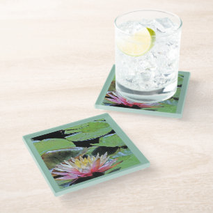 DESSOUS-DE-VERRE EN VERRE LILY ET LILY D'EAU