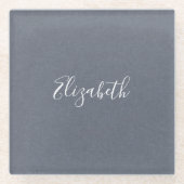 Dessous-de-verre En Verre Linge bleu gris élégant moderne (Devant)