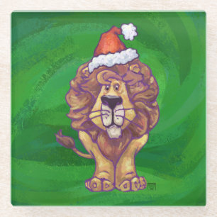 Dessous-de-verre En Verre Lion Christmas on Green